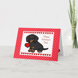 Dachshund Black och Tan Heart Helgkort