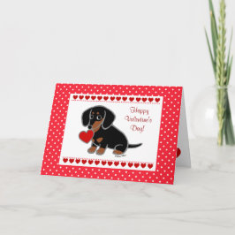 Dachshund Black och Tan Heart Helgkort