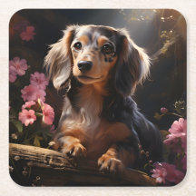 Dachshund bland blommorna