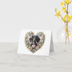 DACHSHUND BLOMMIGT ANPASSAD SYMPATYHJÄRTA KORT