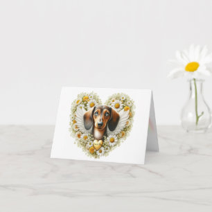 DACHSHUND BLOMMIGT ANPASSAD SYMPATYHJÄRTA KORT