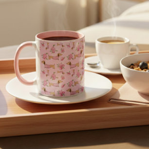 Dachshund Blommigt Peonies for Tea Mugg Doxie Mamm