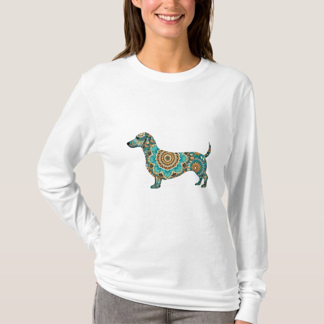 Dachshund Boho Mandala T Shirt (Framsida)
