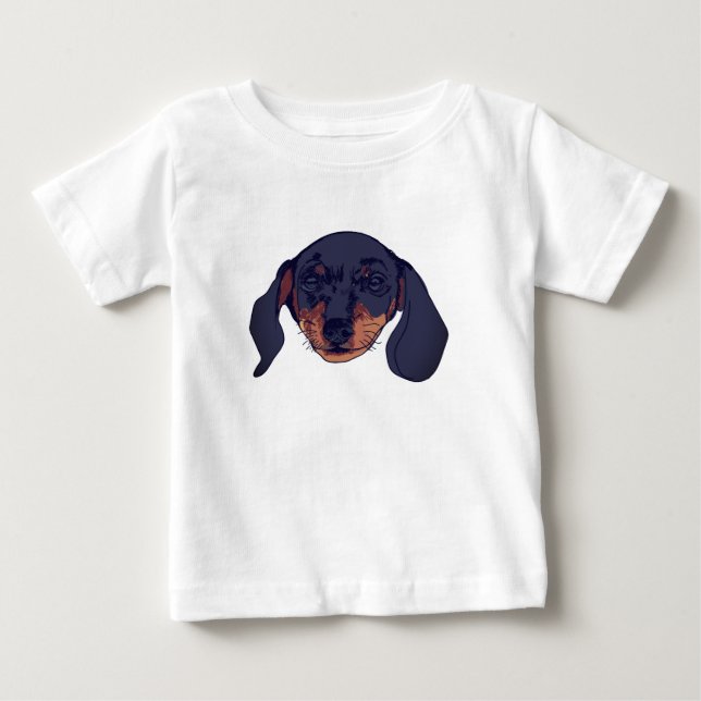 Dachshund & Boll Watercolor T Shirt (Framsida)