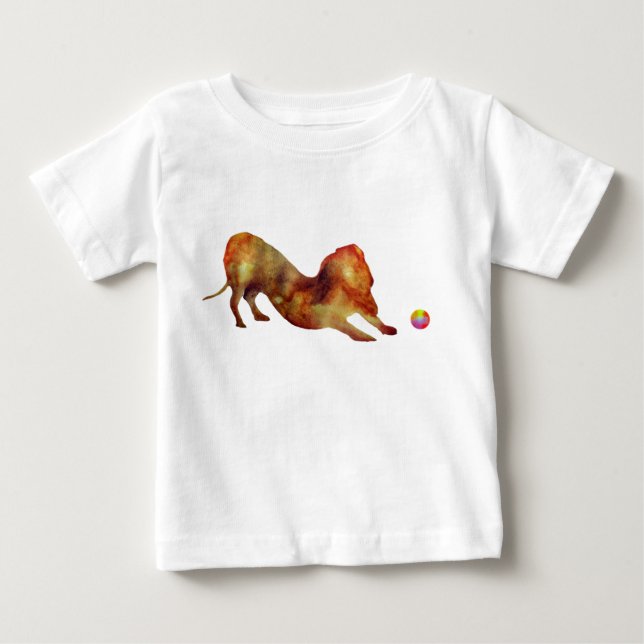 Dachshund & Boll Watercolor T Shirt (Framsida)