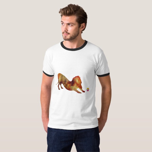 Dachshund & Boll Watercolor T Shirt (Hel framsida)