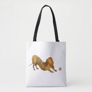 Dachshund & Boll Watercolor Tygkasse