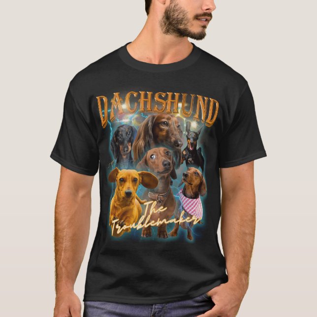 Dachshund Bootleg 90-talets gåva T Shirt (Framsida)