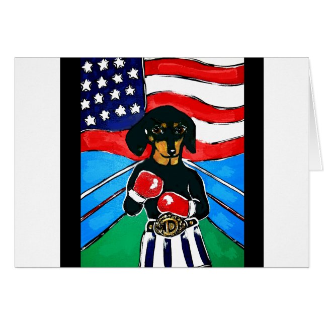 Dachshund Boxer Hälsningskort (Framsidan Horizontal)