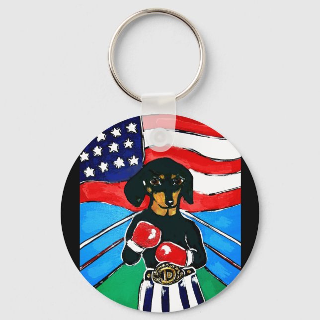 Dachshund Boxer Nyckelring (Framsida)