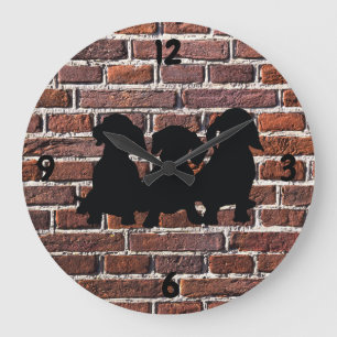 Dachshund Brick Wall Clock Stor Klocka