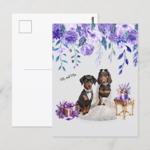 Dachshund Bröllop Art Vykort