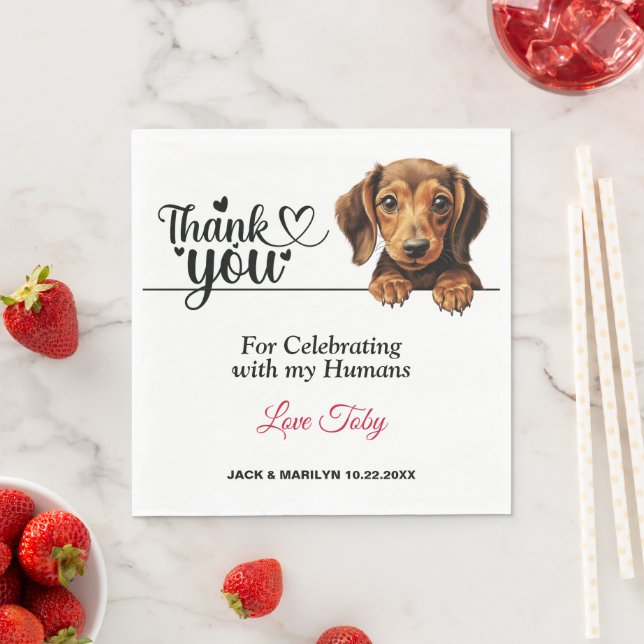 Dachshund Bröllop Tack Pappersservett (Insitu)
