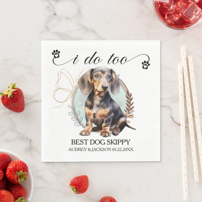 Dachshund Bröllopsservetter Med Hund Foto Pappersservett (Insitu)