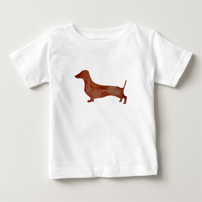 Dachshund Brown Hund Baby Bra Jersey T-Shirt (Framsida)