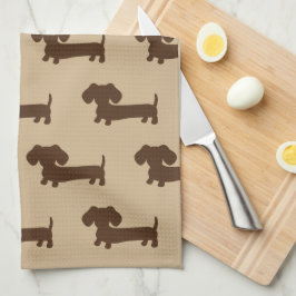 Dachshund Brown och Tan Kitchen Dish Towell Kökshandduk