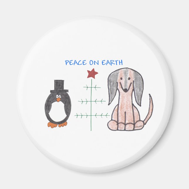 Dachshund Brown Peace on Earth Magnet (Framsidan)