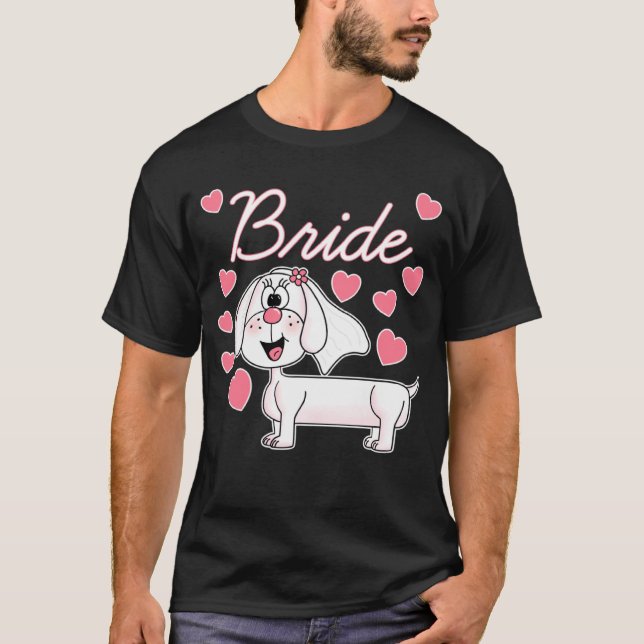 Dachshund Brud Vigsel Hund  Bröllopsdusch T Shirt (Framsida)