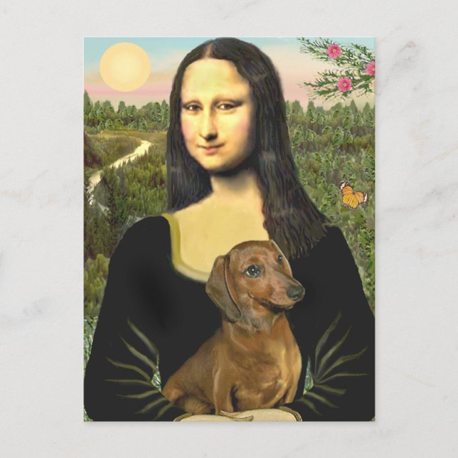 Dachshund (brun1) - Mona Lisa Vykort (Framsida)