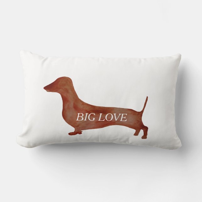 Dachshund Brun Hund Lumbalfyllning 33 cm x 53 cm Lumbarkudde (Framsida)