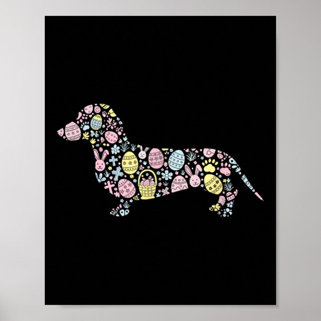 Dachshund Bunny Påskägg Påsk Day Womens Manar Poster (Framsidan)