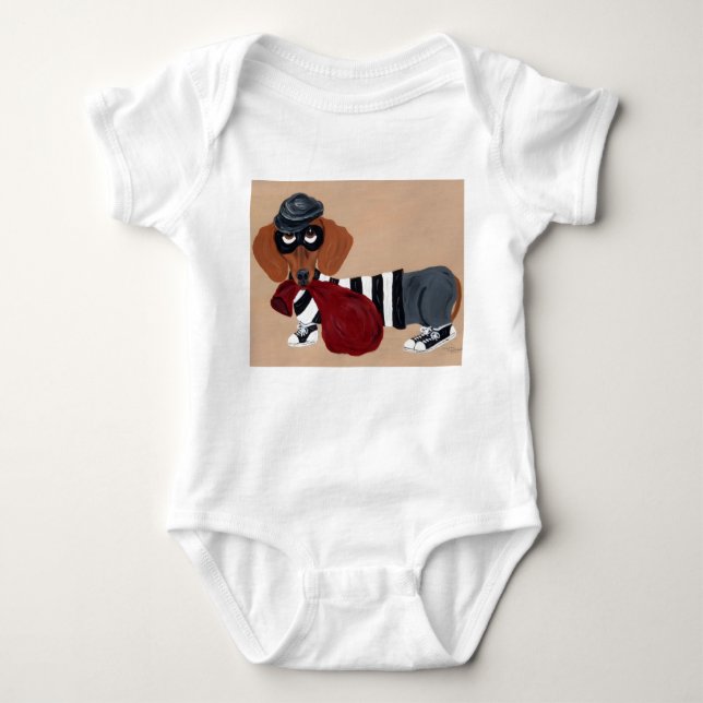 Dachshund Burglar  T Shirt (Framsida)