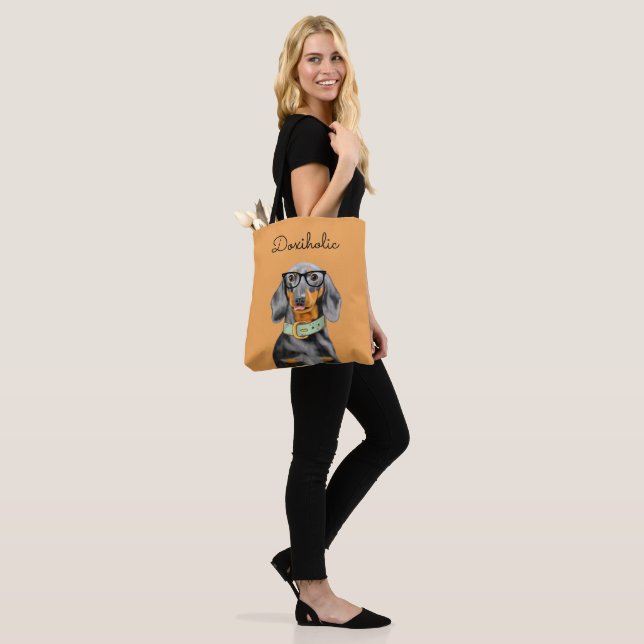Dachshund Business Man Tote Bag Tygkasse (På modell)
