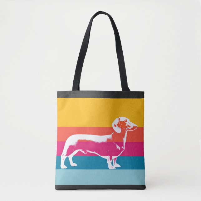 Dachshund by colorful stripes tygkasse (Framsida)