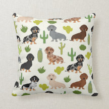 Dachshund cactus dekorativ kudde Söta hundar