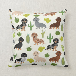 Dachshund cactus dekorativ kudde Söta hundar
