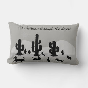 Dachshund Cactus Silhouette Pillow Lumbarkudde