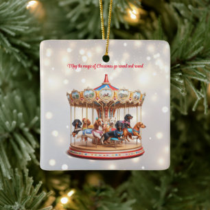 Dachshund Carousel jul Julgransprydnad Keramik