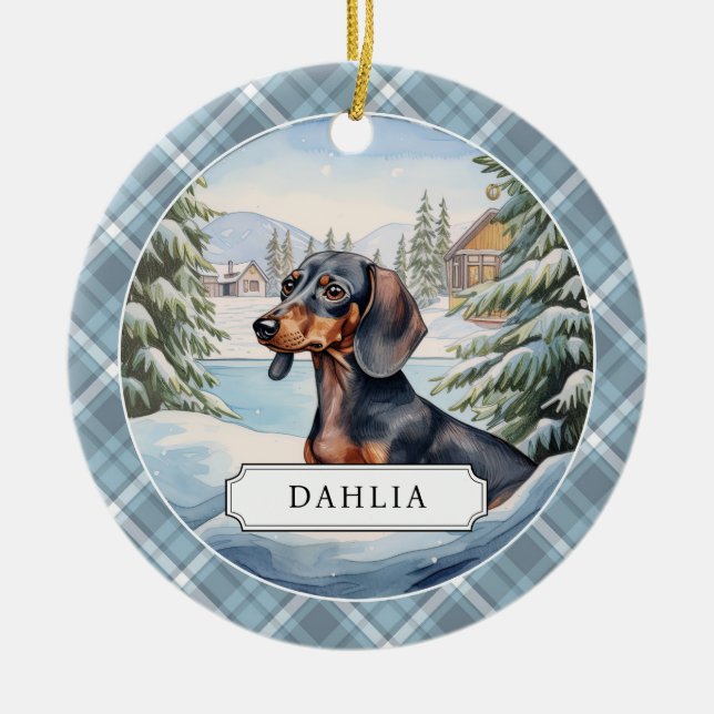 Dachshund Ceramic Circle Ornament (Framsidan)
