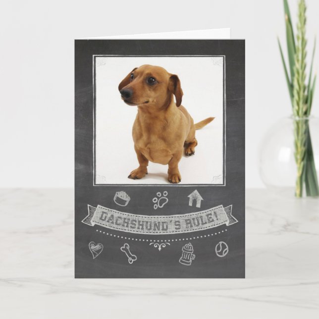 Dachshund Chalkboard-födelsedagskort Kort (Framsida)