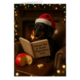 Dachshund 'Cheese Tax' Christmas card Hälsningskort