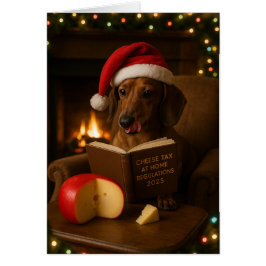 Dachshund 'Cheese Tax' Christmas card Hälsningskort