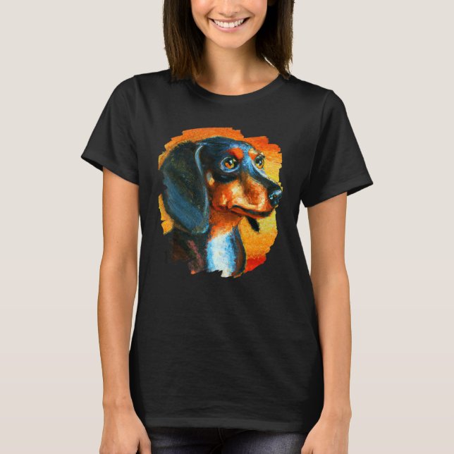 Dachshund Chiweenie Wiener Dog Color Painting Dogs T Shirt (Framsida)