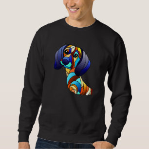Dachshund Chiweenie Wiener Dog Glas-i-glas stil Lång Ärmad Tröja