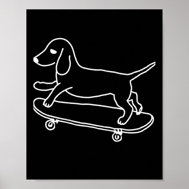 Dachshund Chiweenie Wiener Dog Skateboard Linje  Poster (Framsidan)