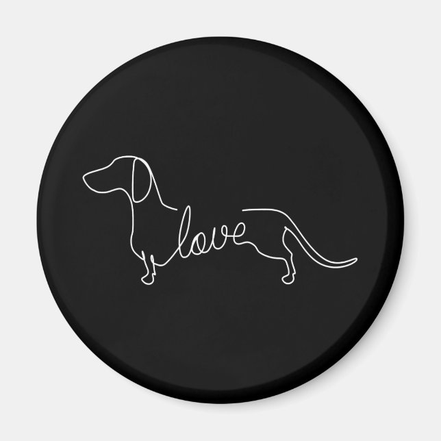 Dachshund Chiweenie Wiener Hund Kärlek Art Sketch Magnet (Framsidan)
