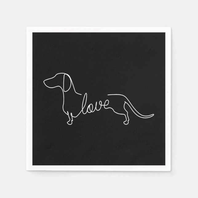 Dachshund Chiweenie Wiener Hund Kärlek Art Sketch Pappersservett (Framsidan)