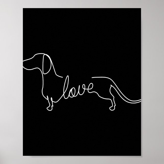 Dachshund Chiweenie Wiener Hund Kärlek Art Sketch Poster (Framsidan)