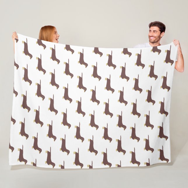 Dachshund Chock och tan silhouette Fleecefilt (På plats)