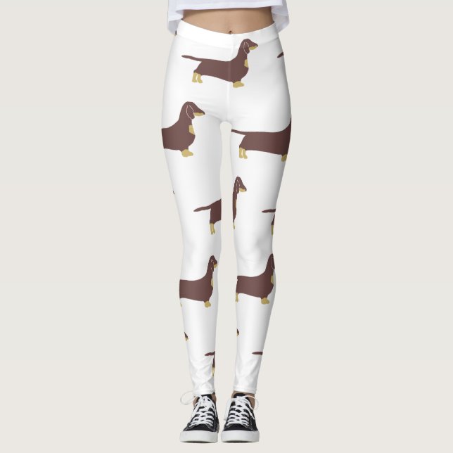 Dachshund Chock och tan silhouette Leggings (Framsida)