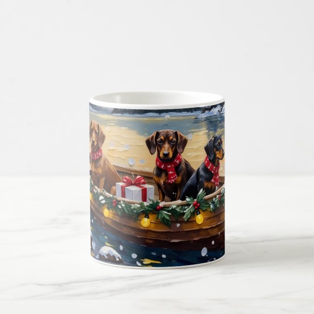 Dachshund Christmas Boat Holiday Kaffemugg (Center)