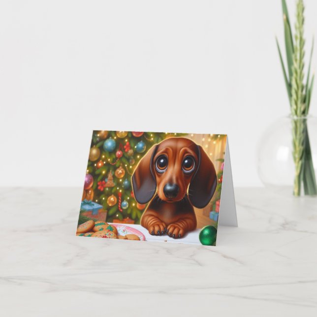 Dachshund Christmas Cookie Helgkort (Framsida)
