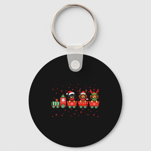 Dachshund Christmas Dog Lights Santa Xmas Pet Dog  Nyckelring (Framsida)