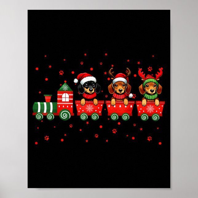 Dachshund Christmas Dog Lights Santa Xmas Pet Dog  Poster (Framsidan)