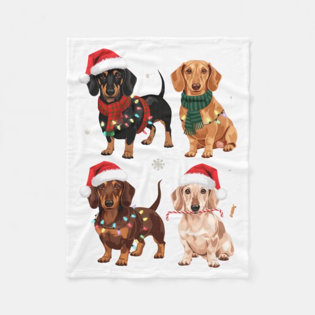 Dachshund Christmas Dog Mom Lover Xmas Gift  Fleecefilt (Framsidan)