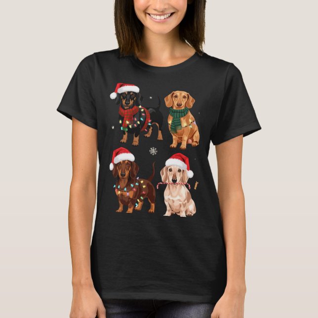 Dachshund Christmas Dog Mom Lover Xmas Gift  T Shirt (Framsida)